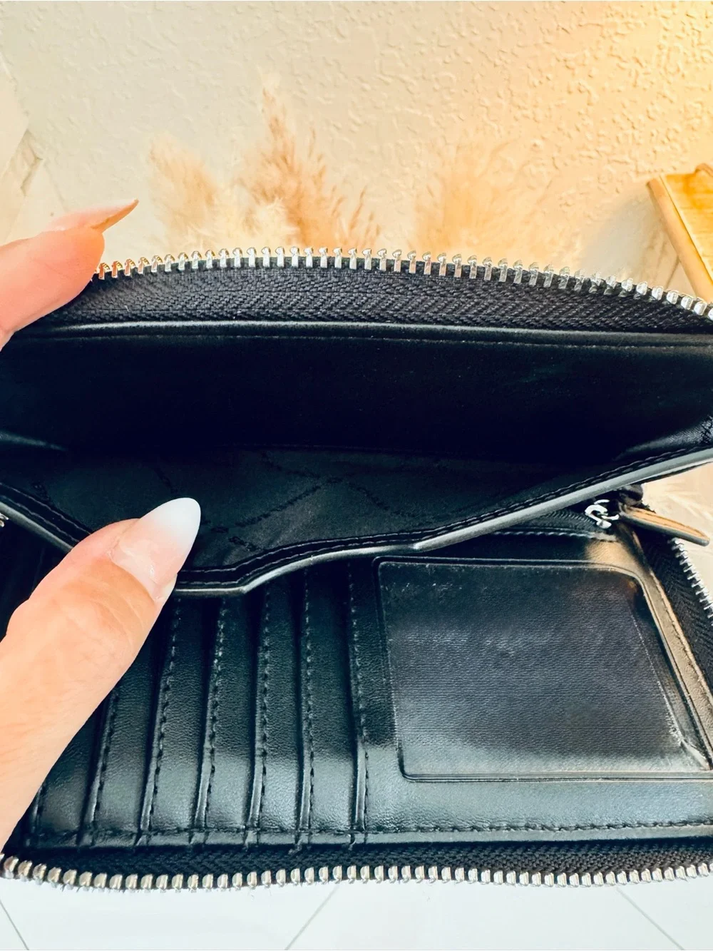 Michael Kors Wallet — Pebbled Leather Continental with Silver MK Emblem